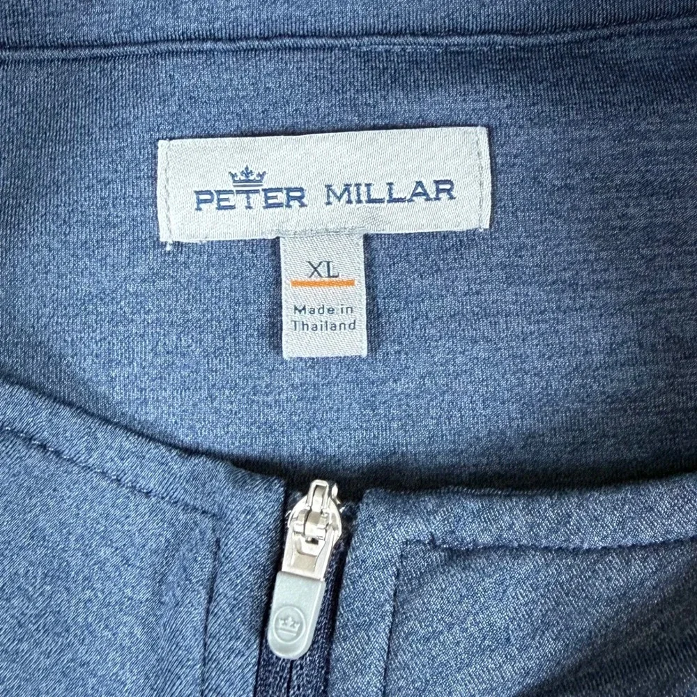 Peter Millar Mens XL Blue Perth Performance 1/4 Zip Golf Pullover Sweater